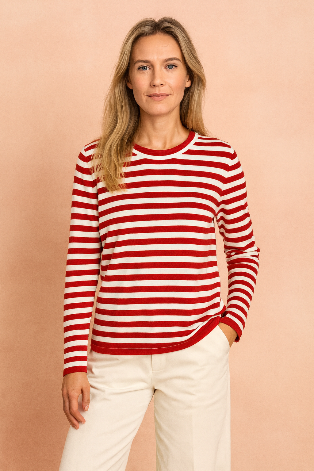 Women's Long Sleeve Stripe Knit Sweater