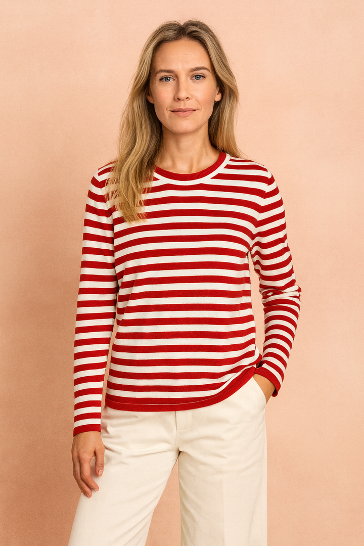 Women's Long Sleeve Stripe Knit Sweater