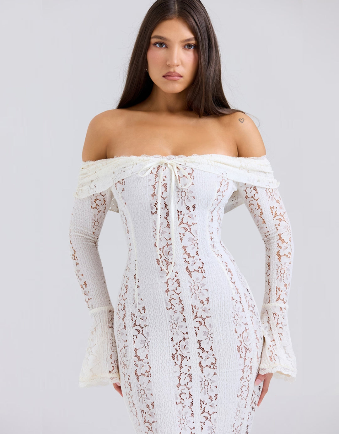 Isabella | Elegant Off Shoulder Lace Maxi Dress