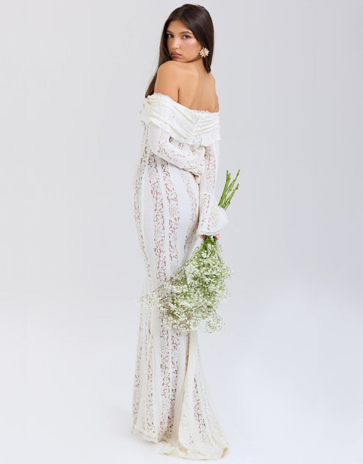 Isabella | Elegant Off Shoulder Lace Maxi Dress
