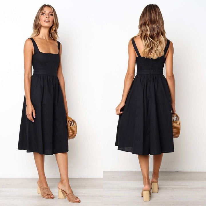 Clara | Elegant Square Neck Midi Dress