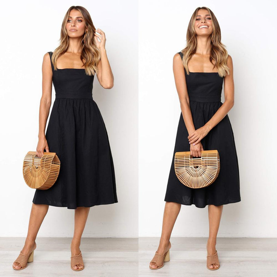 Clara | Elegant Square Neck Midi Dress