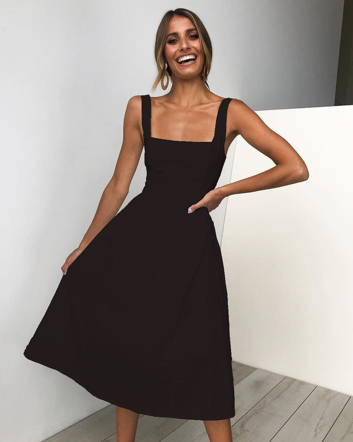 Clara | Elegant Square Neck Midi Dress