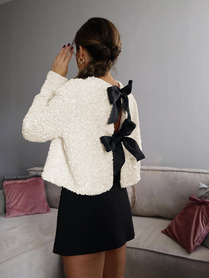 Isabella | Bow Detail Textured Knit Cardigan