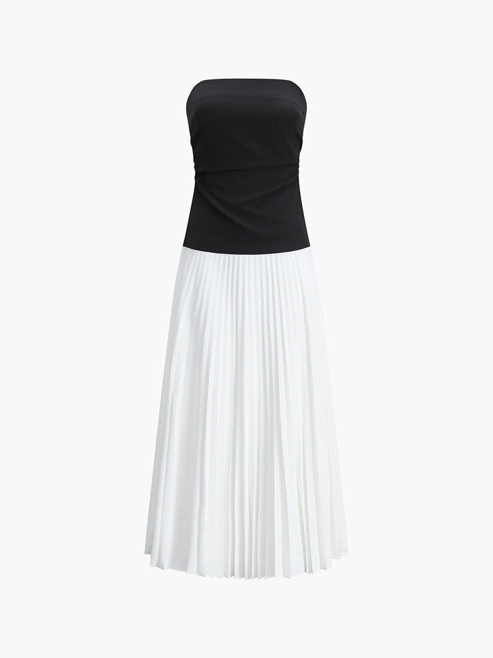Camille | Bandeau Pleated Midi Dress