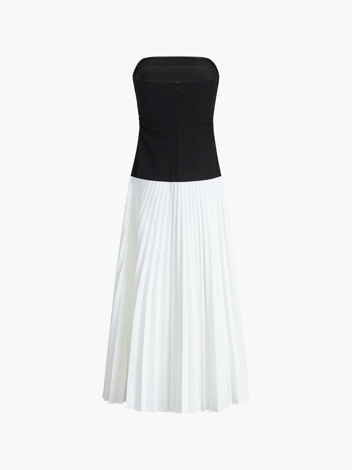 Camille | Bandeau Pleated Midi Dress