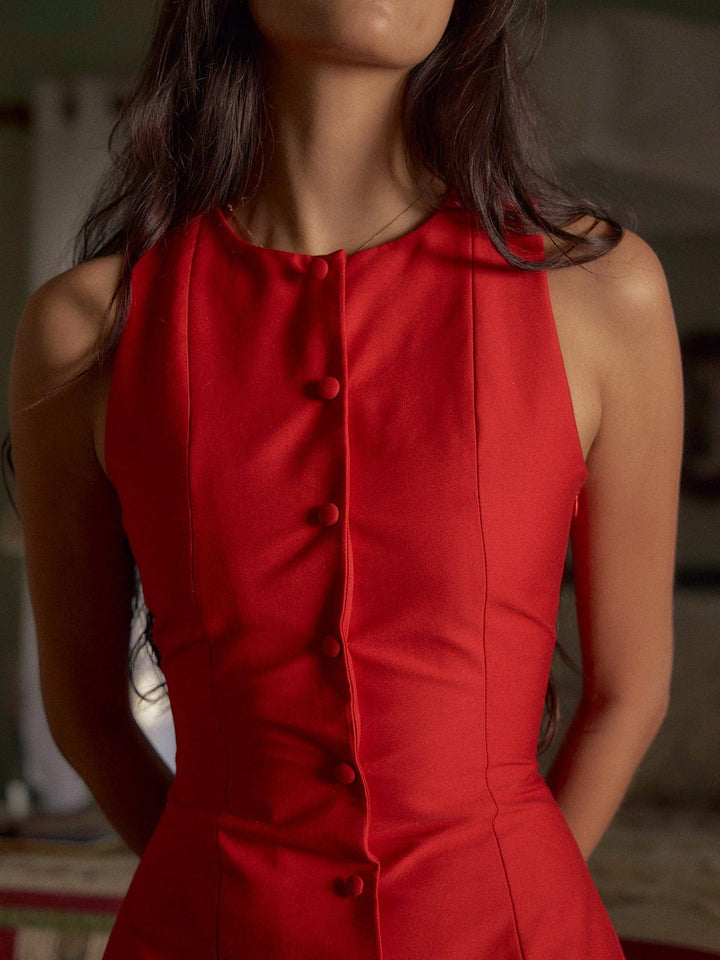 Scarlett | Button Front Sleeveless Mini Dress