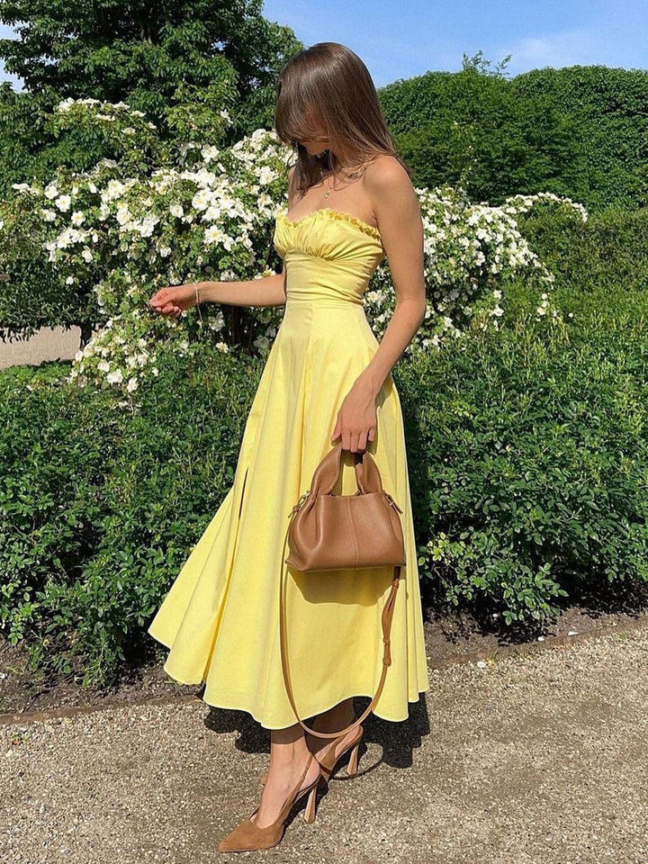 Elsie | Formal Strapless Evening Midi Dress