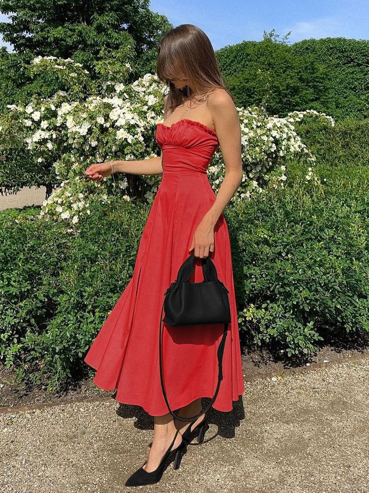 Elsie | Formal Strapless Evening Midi Dress