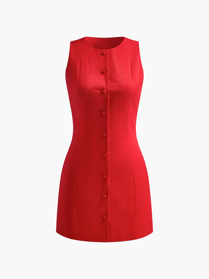 Scarlett | Button Front Sleeveless Mini Dress