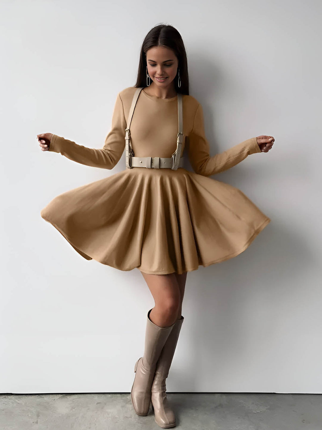 Eliza | Long Sleeve Skater Mini Dress