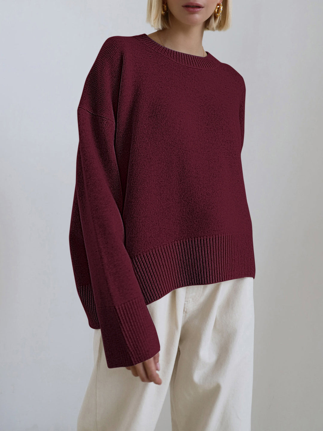 Amelia | Oversized Crew Neck Knit Sweater