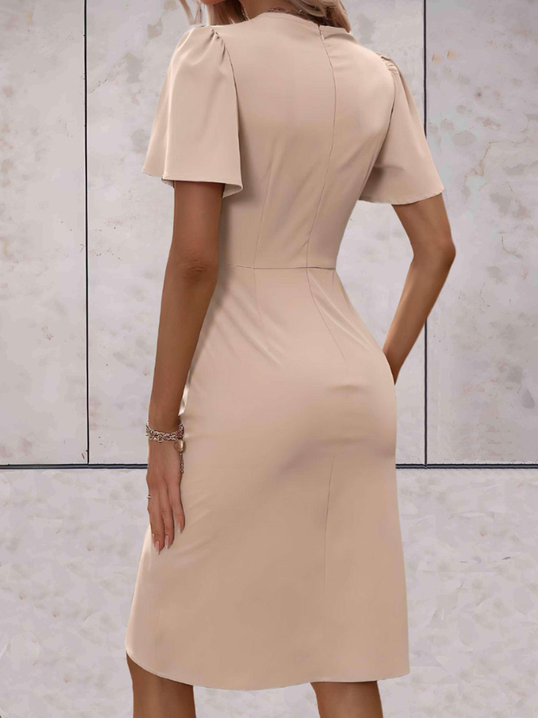 Amelia | Elegant Wrap Flutter Sleeve Cocktail Dress