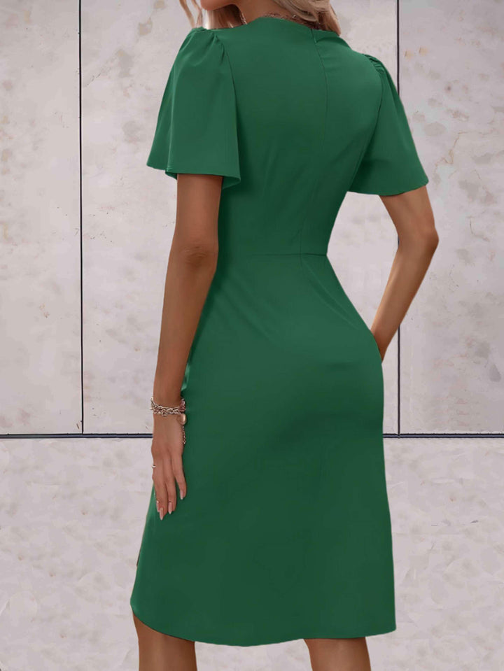 Sophie | Elegant Wrap Flutter Sleeve Cocktail Dress