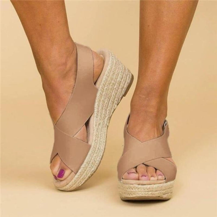 Evie | Comfortable Cross-Strap Wedge Sandals