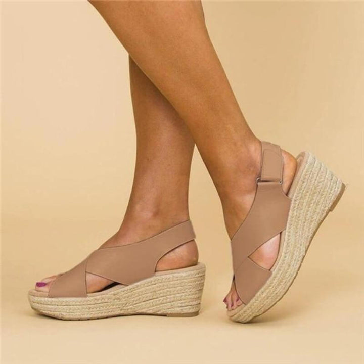 Evie | Comfortable Cross-Strap Wedge Sandals