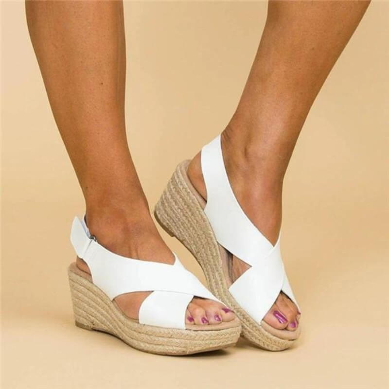 Evie | Comfortable Cross-Strap Wedge Sandals