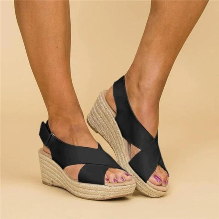 Evie | Comfortable Cross-Strap Wedge Sandals