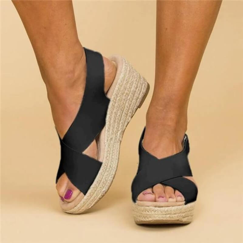 Evie | Comfortable Cross-Strap Wedge Sandals