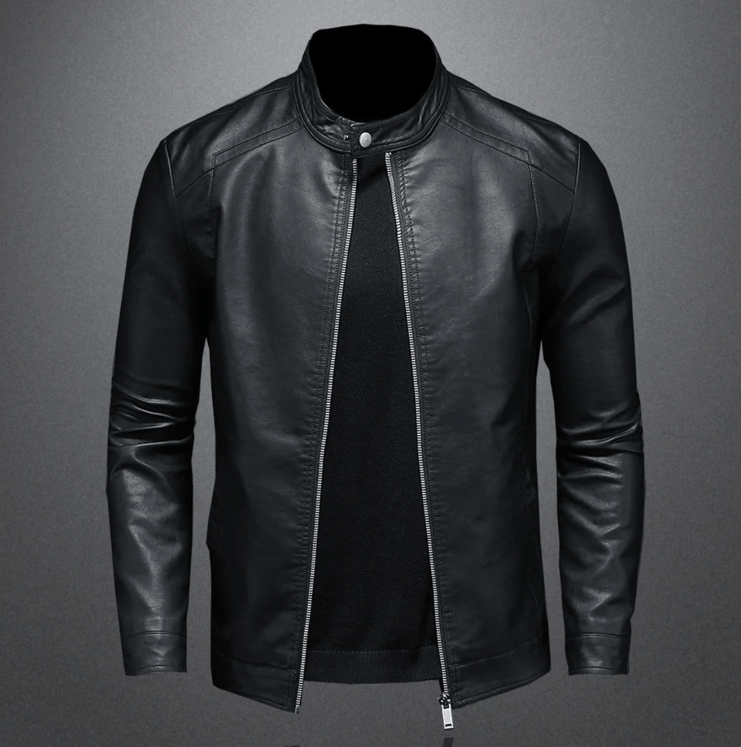 Men's Biker Jacket with Zip Front in Slim Fit
