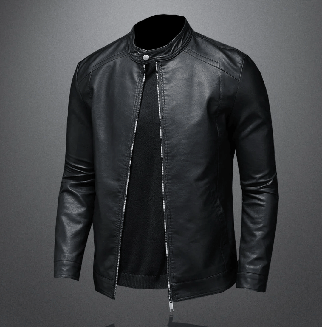 Men's Biker Jacket with Zip Front in Slim Fit