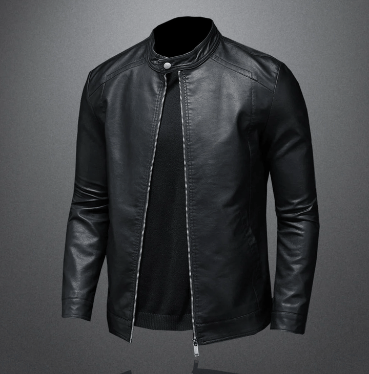 Men's Biker Jacket with Zip Front in Slim Fit