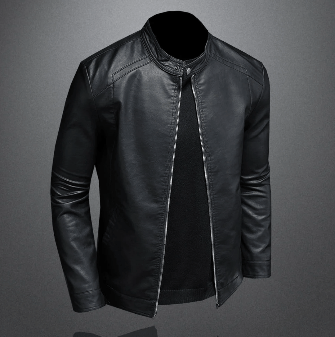 Men's Biker Jacket with Zip Front in Slim Fit