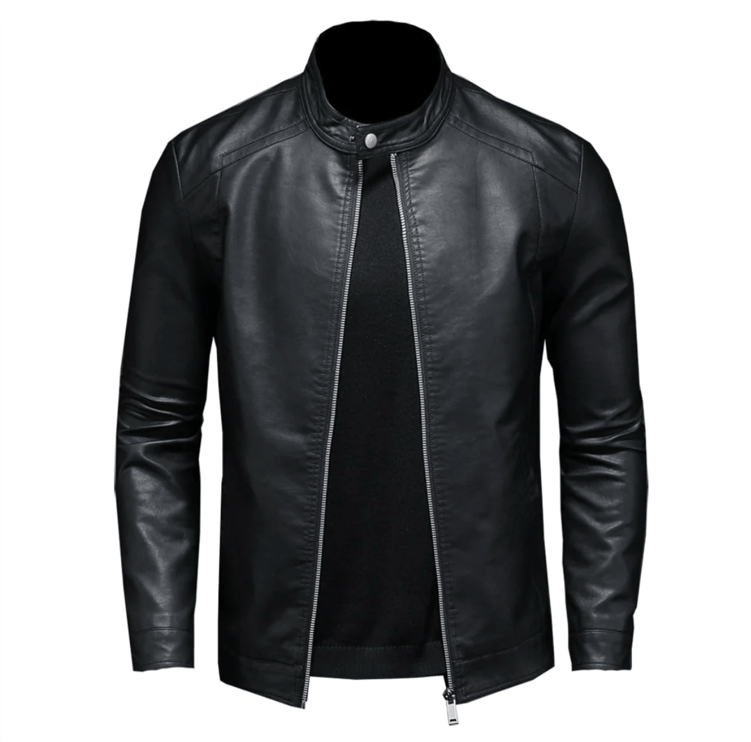 Men's Biker Jacket with Zip Front in Slim Fit