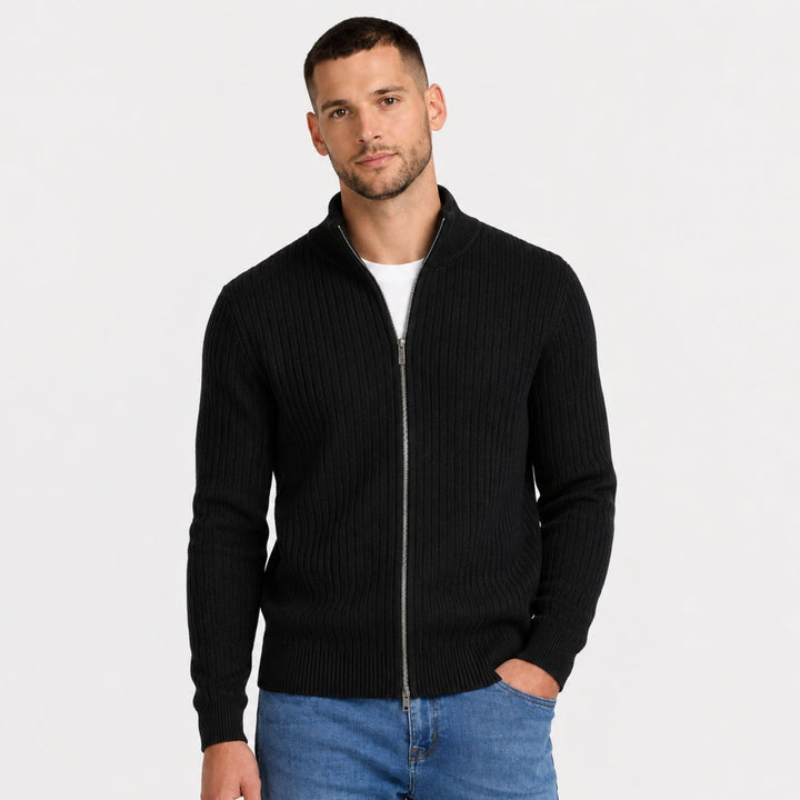 Men's Rib Knit Zip Cardigan