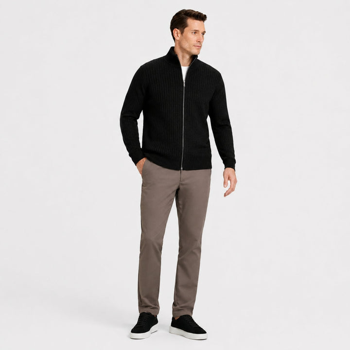 Men's Rib Knit Zip Cardigan