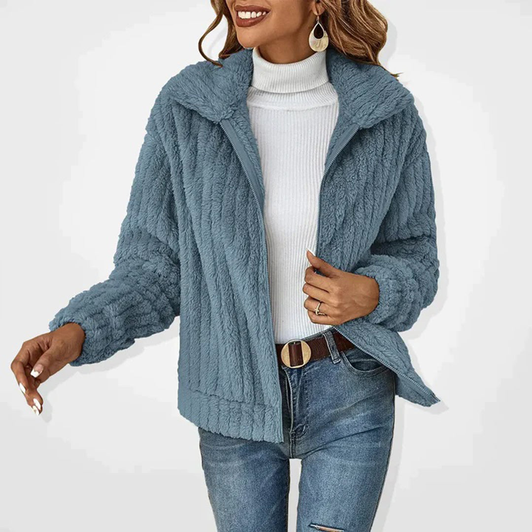 Elara | Cozy Textured Zip-Front Fleece Jacket
