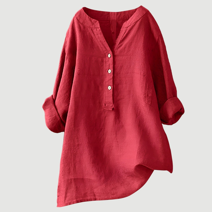 Women's Linen Button-Up Blouse