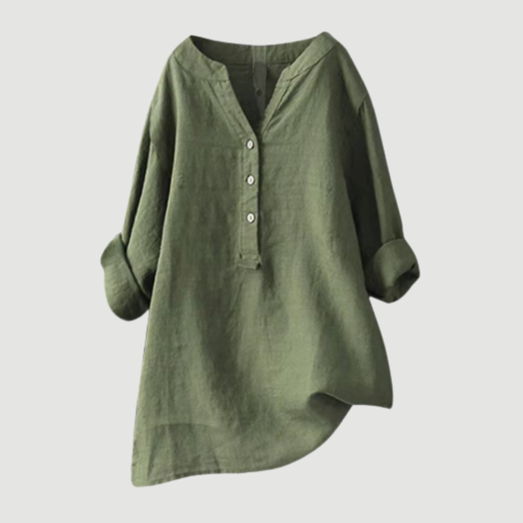 Women's Linen Button-Up Blouse