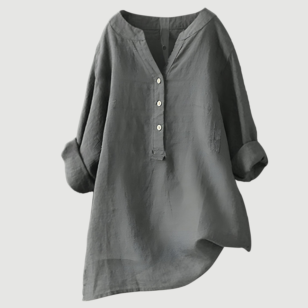 Women's Linen Button-Up Blouse