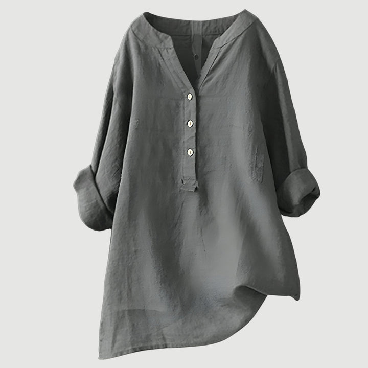 Women's Linen Button-Up Blouse