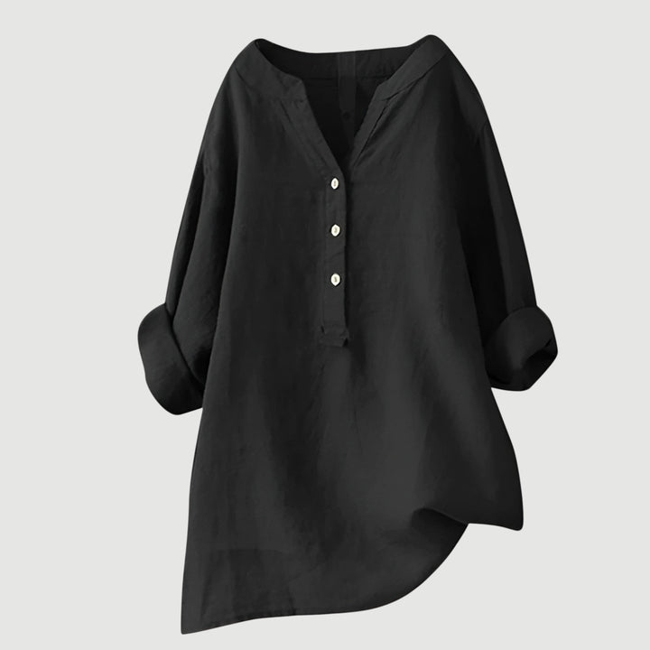 Women's Linen Button-Up Blouse