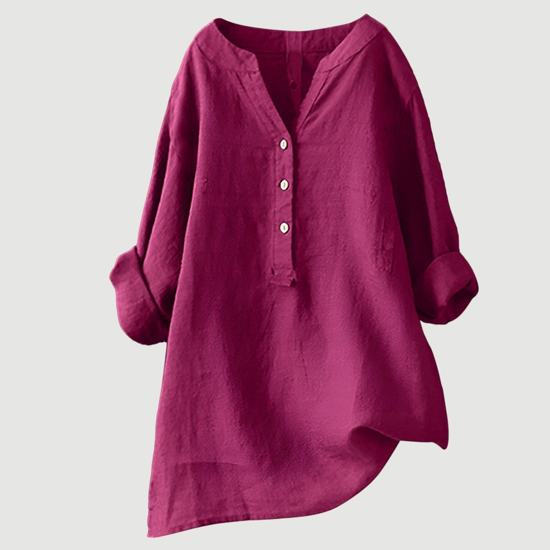 Women's Linen Button-Up Blouse