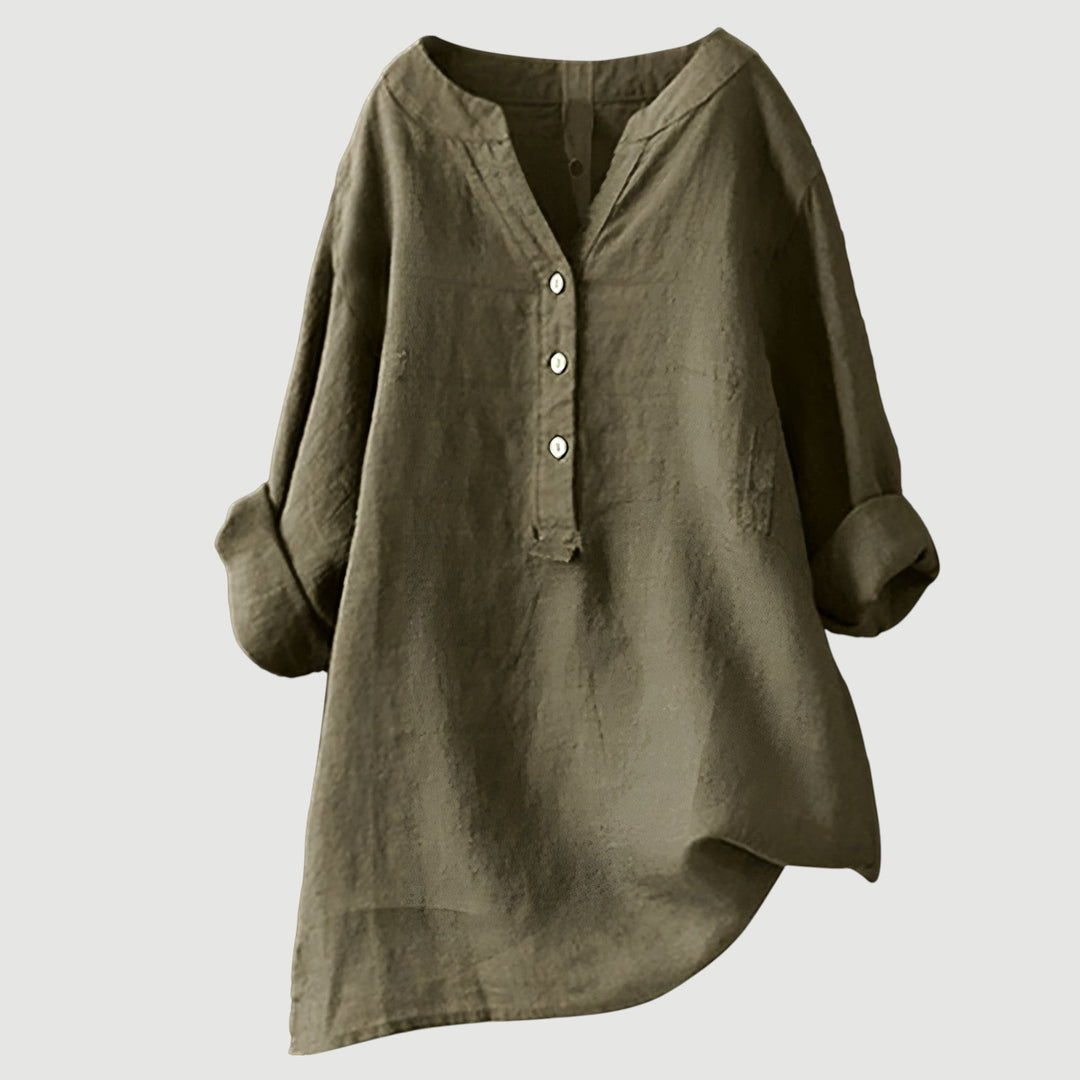 Women's Linen Button-Up Blouse