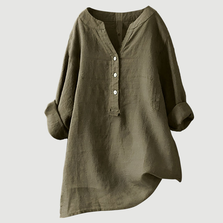 Women's Linen Button-Up Blouse