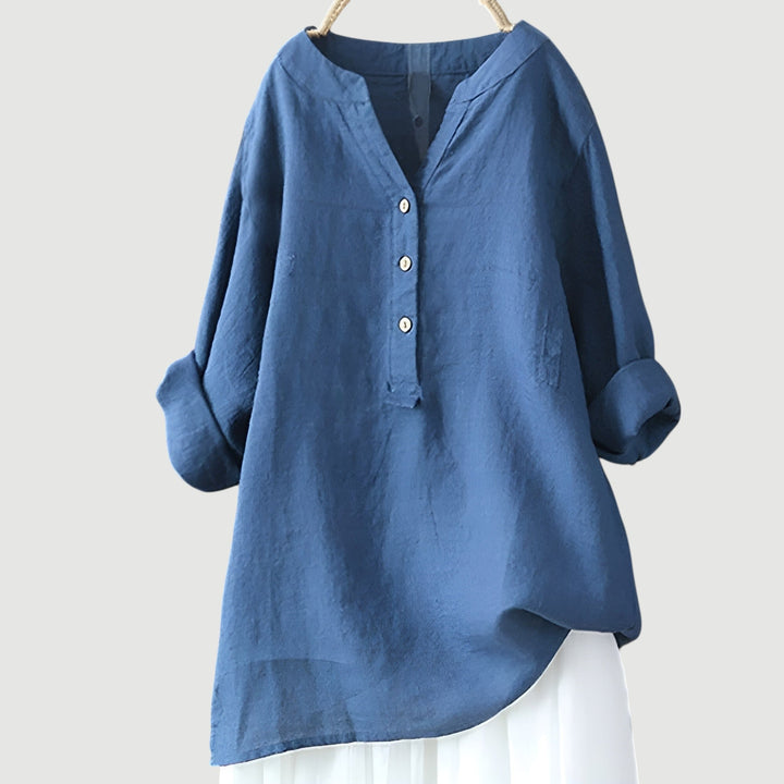 Women's Linen Button-Up Blouse