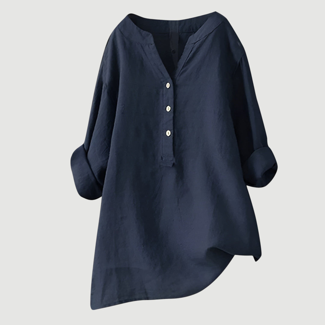 Women's Linen Button-Up Blouse