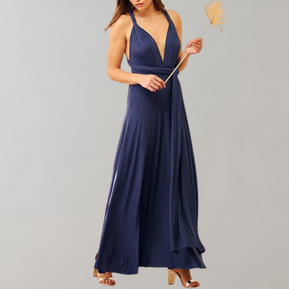 Isabelle | Elegant Halter Neck Evening Maxi Dress