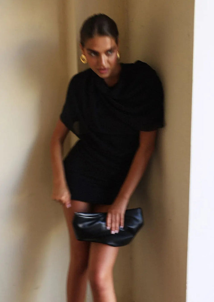 Alessia | Cocktail Draped High Neck Mini Dress