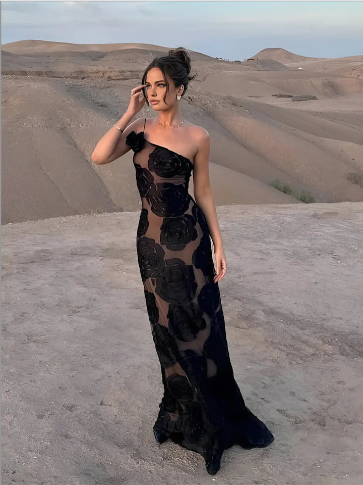 Celeste | Floral One Shoulder Evening Maxi Dress