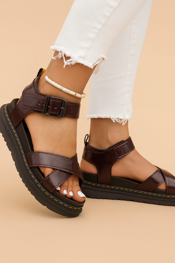 Women's Buckle Cross Strap Platform Sandals