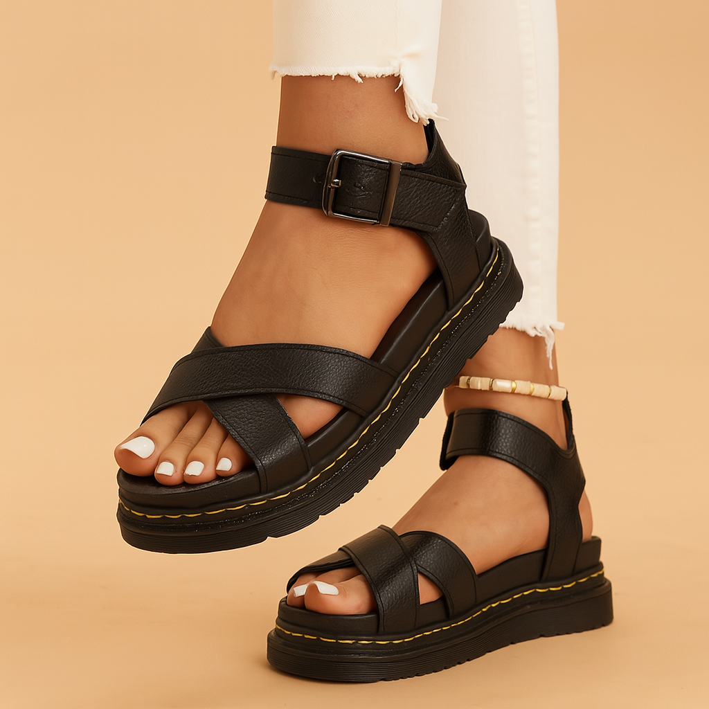 Women's Buckle Cross Strap Platform Sandals
