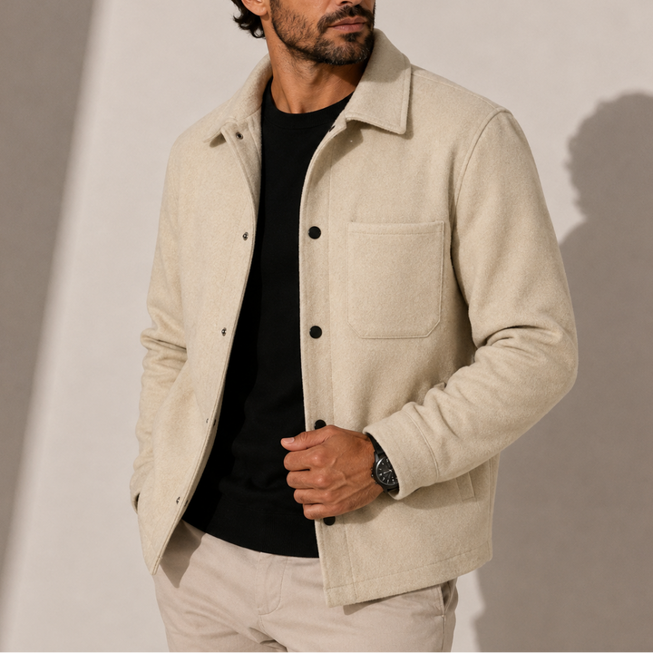 Men's Cotton Button-Up Overshirt with Chest Pocket