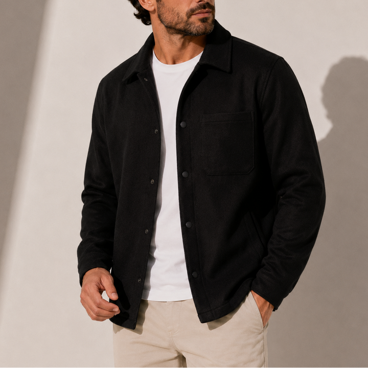 Men's Cotton Button-Up Overshirt with Chest Pocket