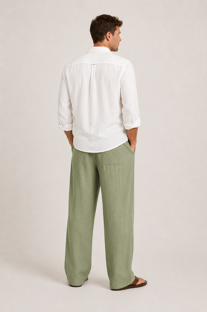 Men's Linen Drawstring Wide Leg Pants