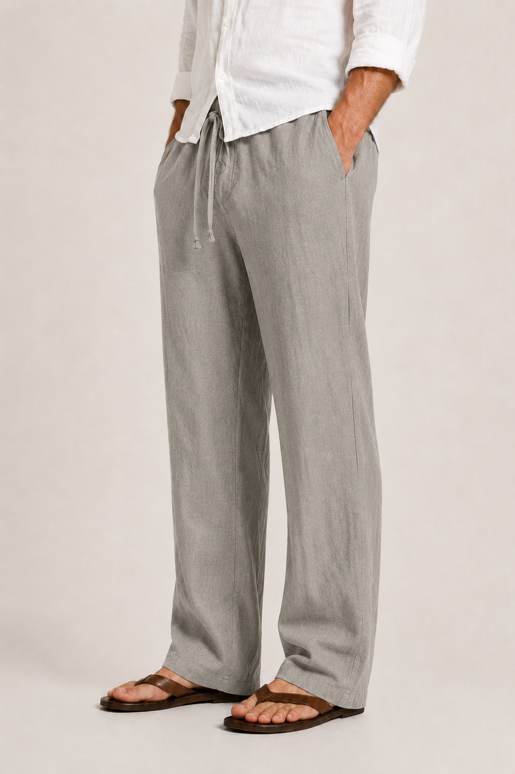 Men's Linen Drawstring Wide Leg Pants